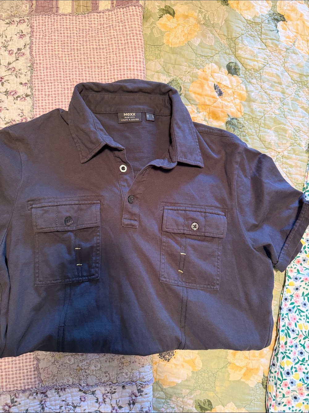 Mexx Men's Navy Short-Sleeve Polo with Chest Pockets